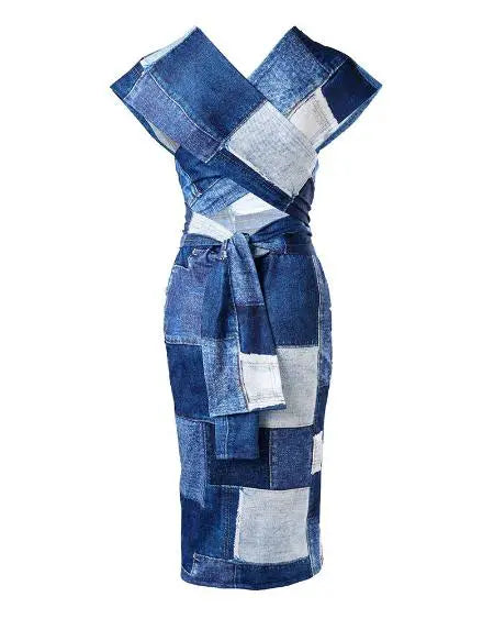 Midi-jurk met abstracte print en kapmouwtjes 