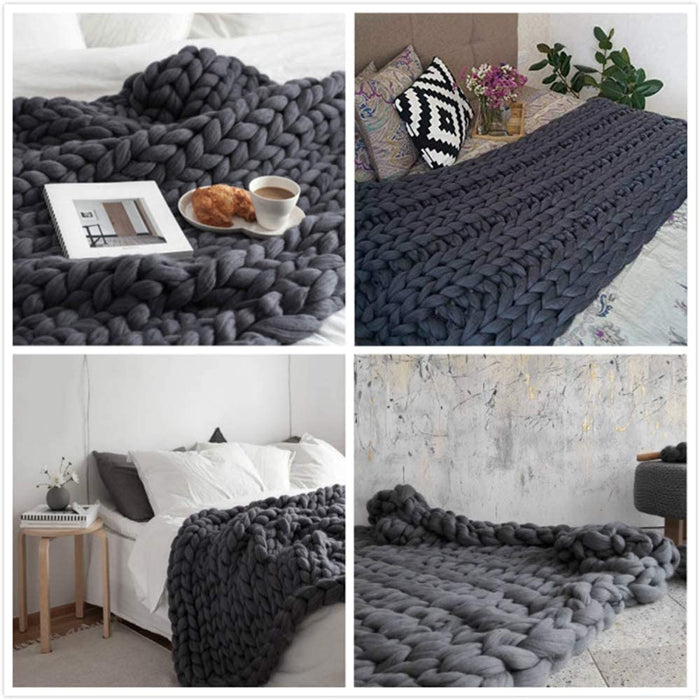 Chunky Knit Blanket – Cozy and Warm Braided Blanket for Couch and Bed