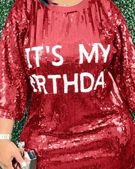 Sequin Dress with Letter Design
