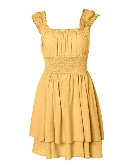 Layered Casual Dress with Swiss Dot Frills