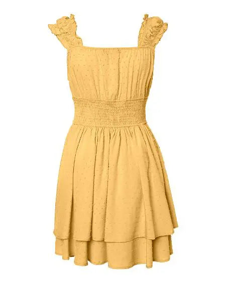 Layered Casual Dress with Swiss Dot Frills