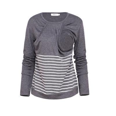 Casual solid color long-sleeved nursing top