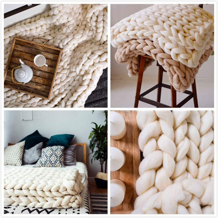 Chunky Knit Blanket – Cozy and Warm Braided Blanket for Couch and Bed