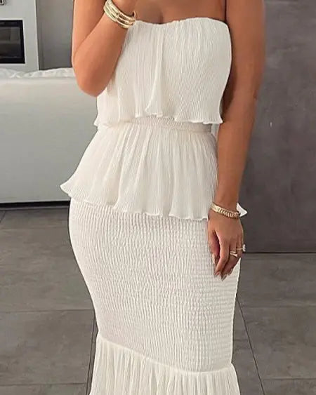 Layered Bandeau Dress with Ruffled Hem