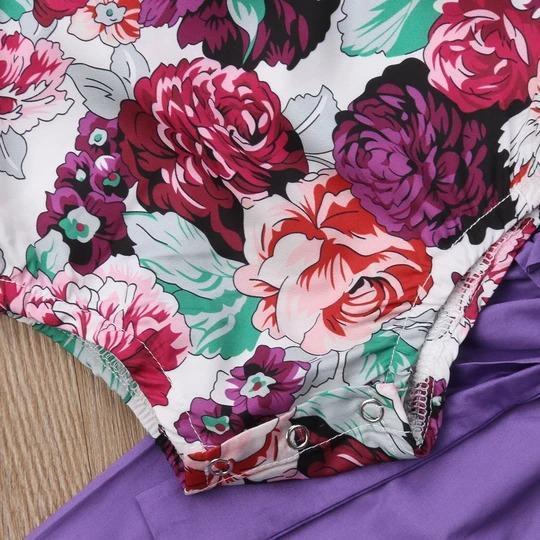 Conjunto de ropa para bebés y niñas, mameluco, pantalones florales, polainas