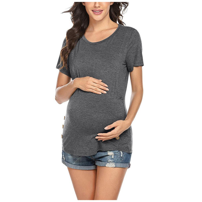 Casual Solid Short-sleeve Nursing Tee