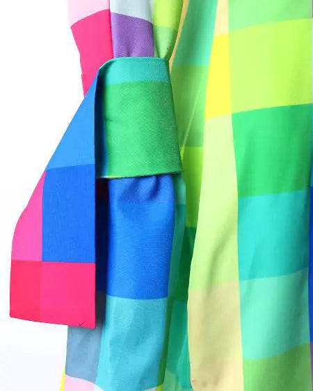 Long Sleeve Plaid Shirt Dress with Buttons