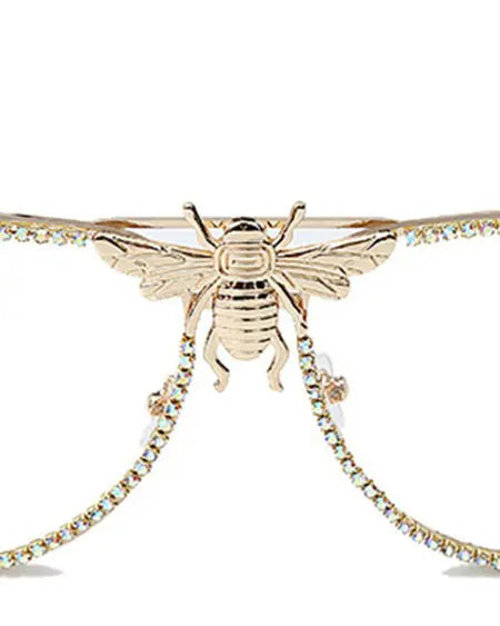 Gafas de sol piloto: diseño de patrón de abeja con diamantes de imitación 