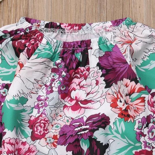 Conjunto de ropa para bebés y niñas, mameluco, pantalones florales, polainas