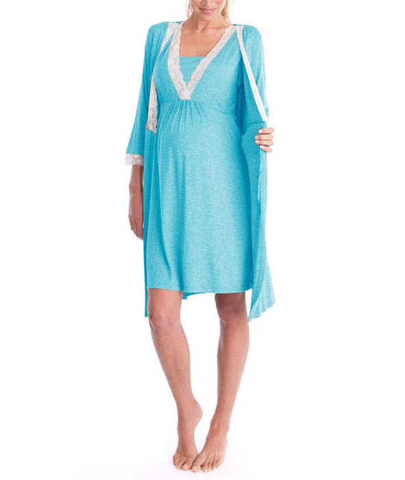 Pijamas de mujer embarazada con vestido de costura de encaje a la moda