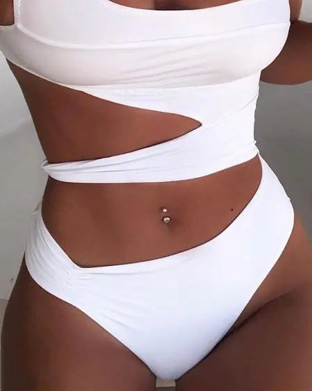 Asymmetrical Sleeveless One-Piece Swimsuit with Cutout