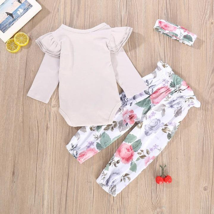 Ruffle Romper and Floral Print Pants Set
