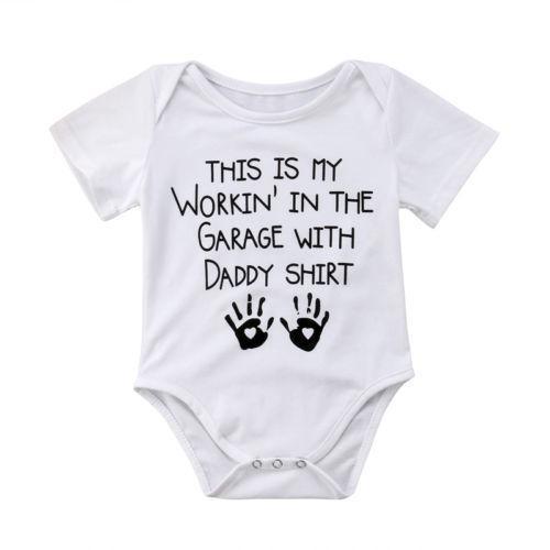 Working with Daddy Shirt Letter Print Romper
