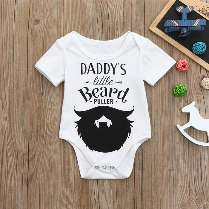 "Daddy's little beard puller" Letter Printed Baby Jumpsuit