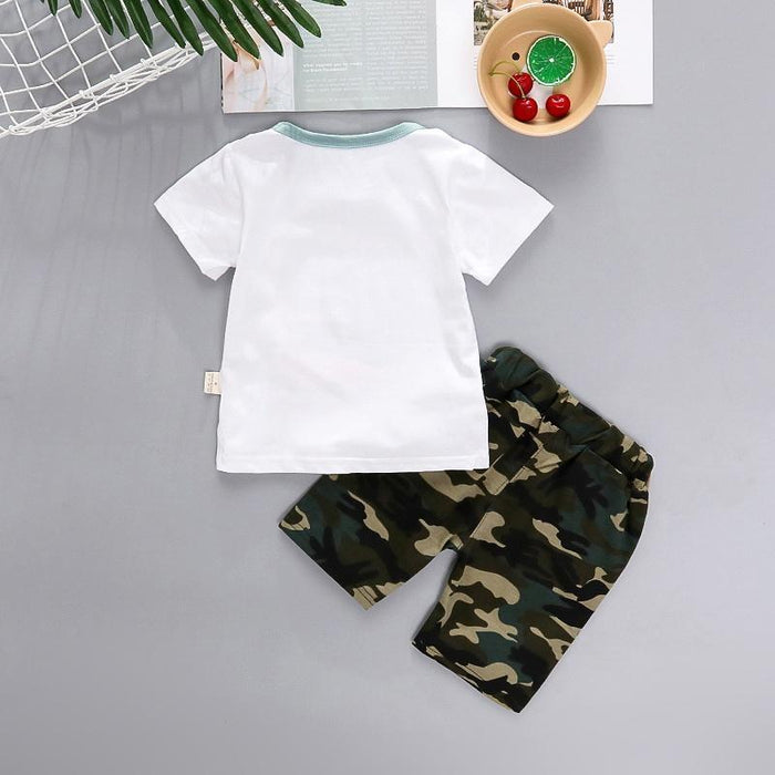 Baby Camouflage Dinosaur Print Top and Shorts Set