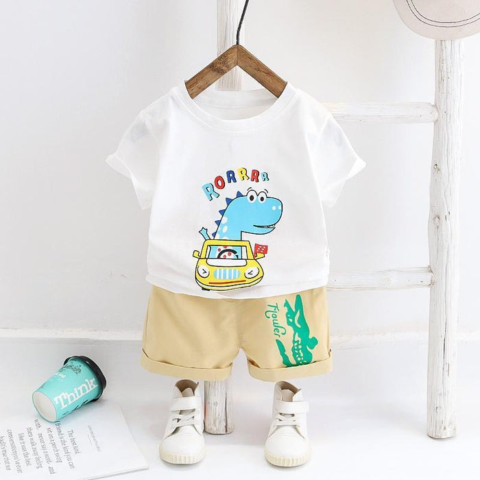 2-piece Baby / Toddler Boy Adorable Dino Print Tee and Shorts Sets