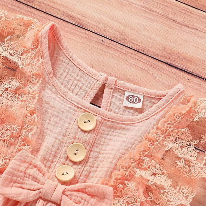 Baby Flutter-sleeve Solid Dresses