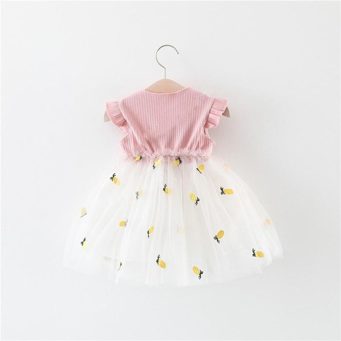 Pineapple Embroidered Tulle Dress