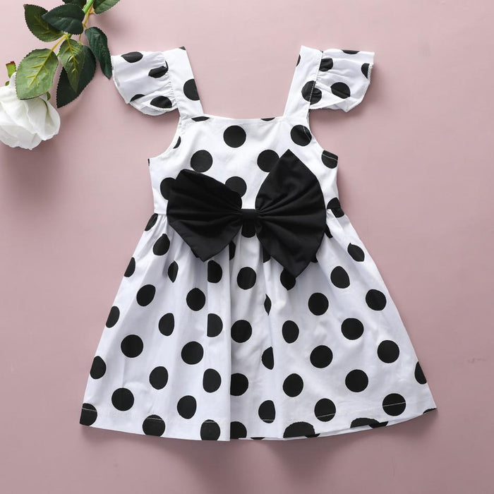 Vestido con mangas acampanadas y lunares para bebé/niño pequeño