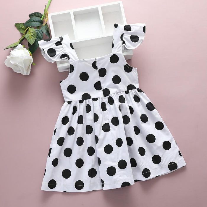 Vestido con mangas acampanadas y lunares para bebé/niño pequeño