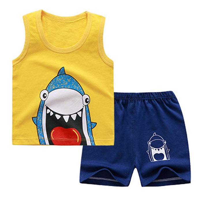 Shark Print Sleeveless Top and Shorts Set