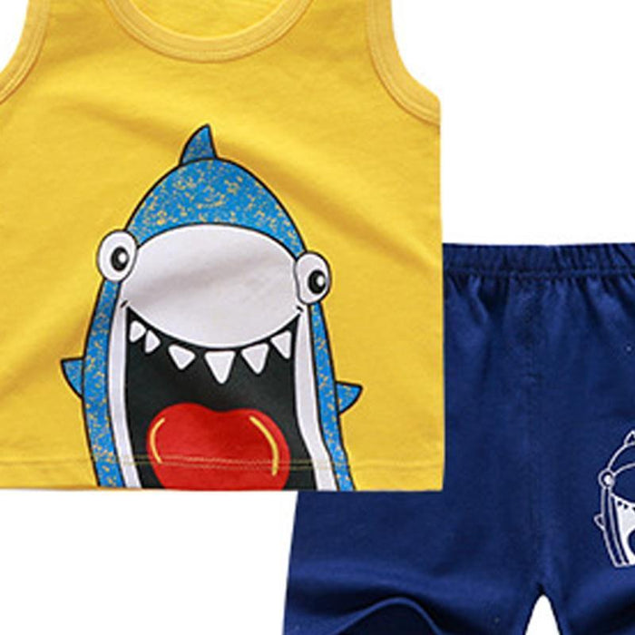 Shark Print Sleeveless Top and Shorts Set