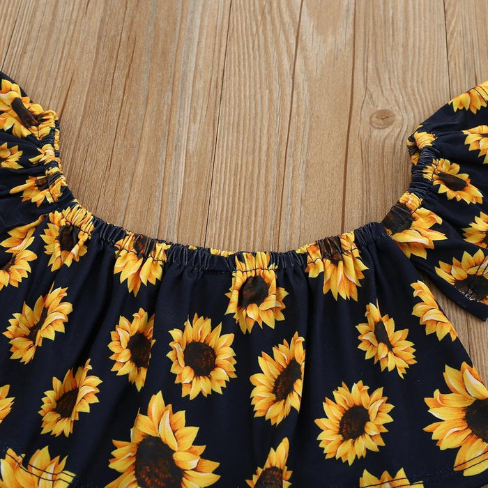 Baby Girl Sunflower Allover Tank Top and Solid Shorts Set