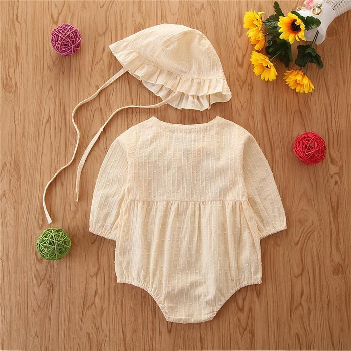 Baby Girl Solid Long-sleeve Romper and Hat