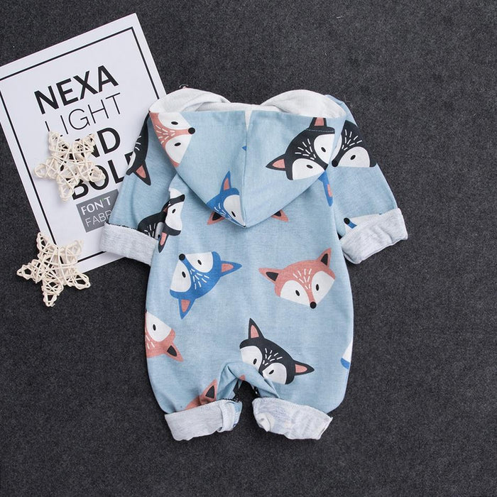 Baby Boy / Girl Squirrel Allover Hooded Design Long-sleeve Jumpsuit