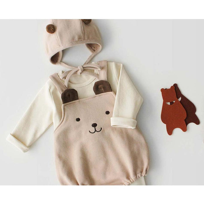 Baby 3D Bear Overalls Bodysuit and Hat