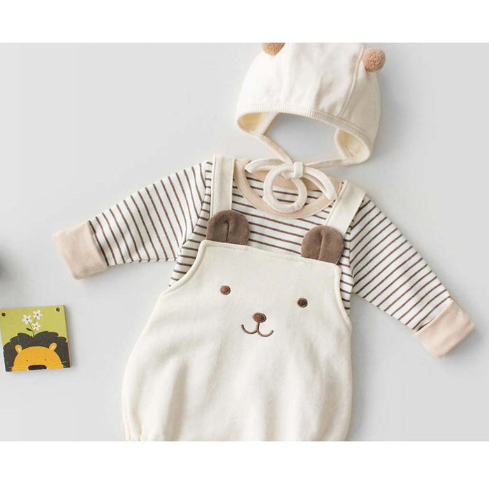 Baby 3D Bear Overalls Bodysuit and Hat