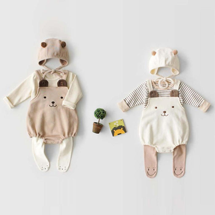 Baby 3D Bear Overalls Bodysuit and Hat