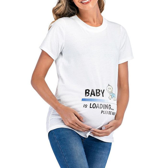 Casual Letter Print Short-sleeve Maternity Tee