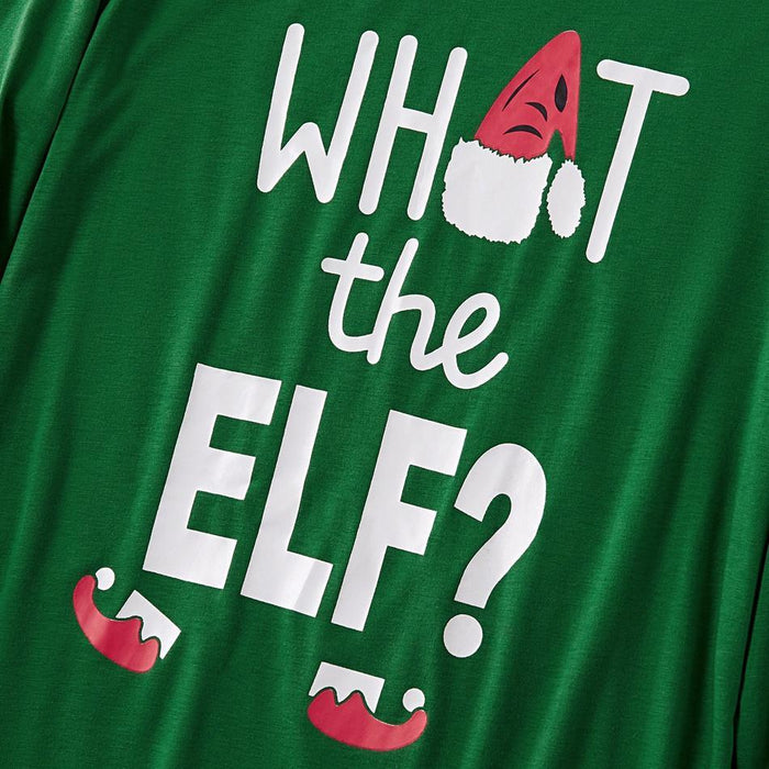 'What The Elf' grappige familie-kerstpyjama in groen