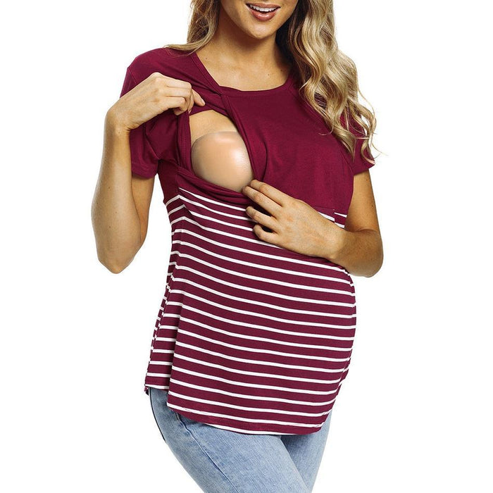 Maternity Nursing Stripe Short-sleeve T-shirt