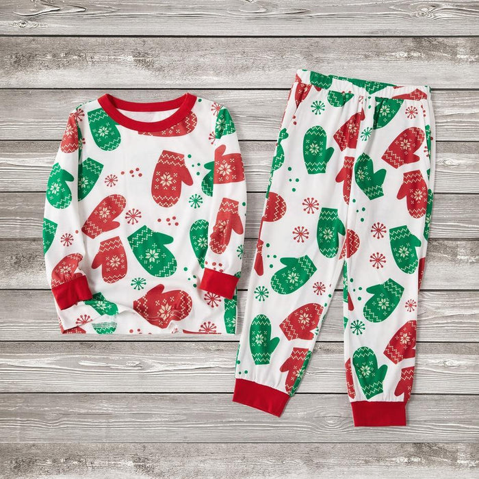 Family Matching Christmas Gloves Print Pajamas Sets