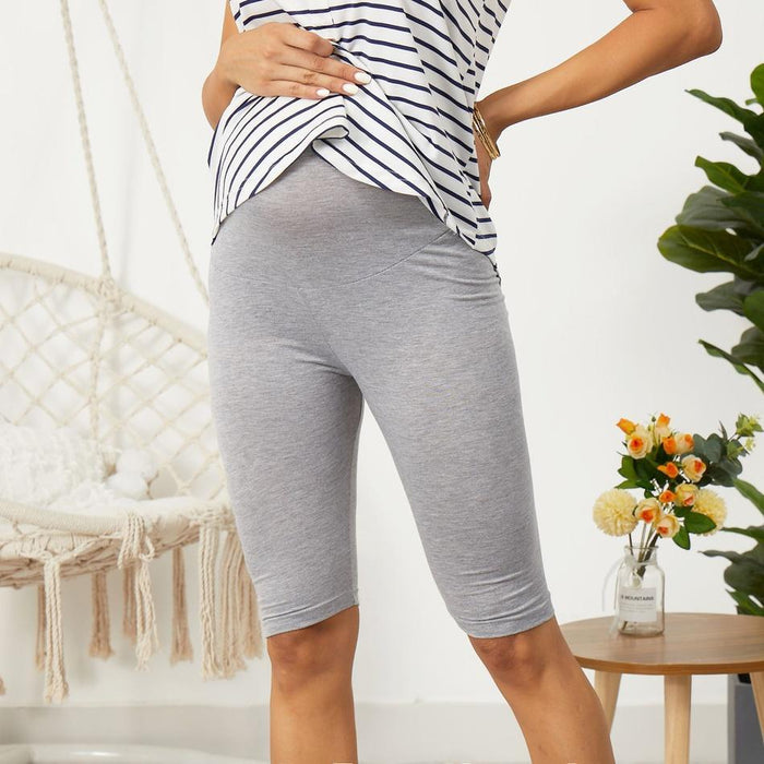 Casual Solid Maternity Cropped Leggings