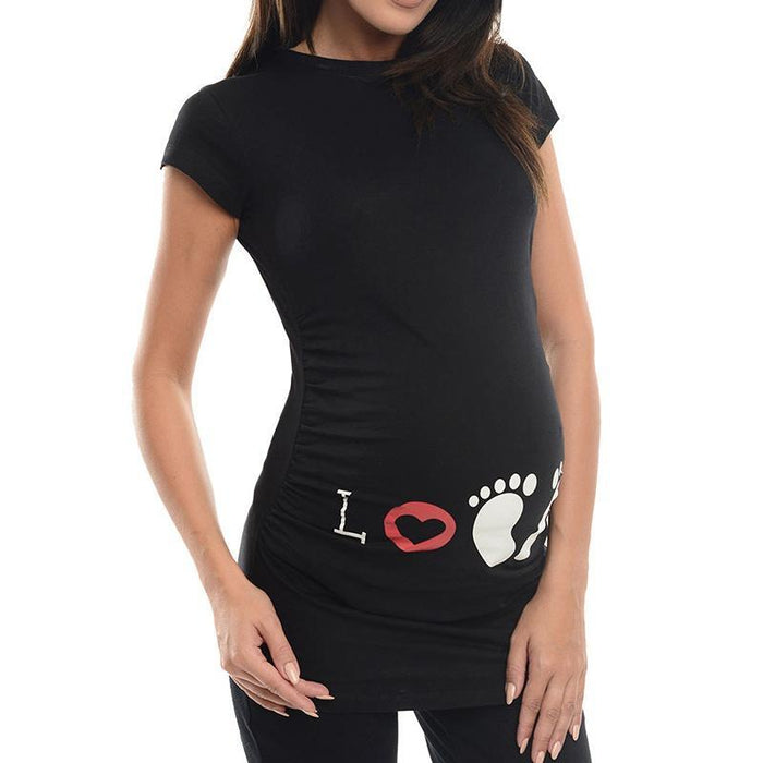 Zwangerschaps-T-shirt met korte mouwen en casual print