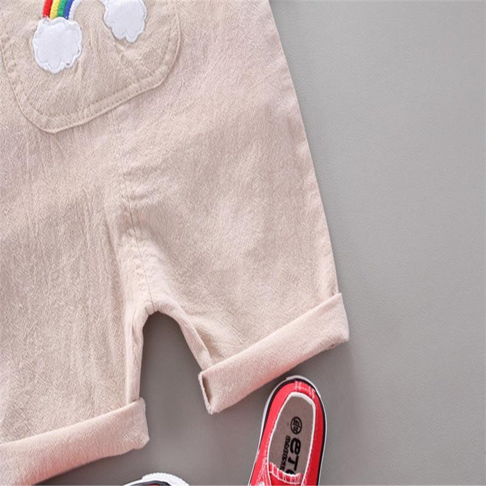 Conjunto casual de mono y top con estampado de rayas de arcoíris para bebé