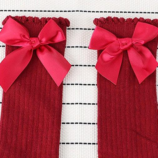 Sweet Solid Bow Decor Socks for Baby and Toddler Girl