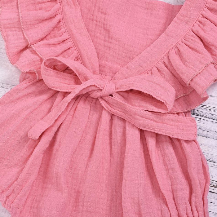 Baby Girl Solid Sleeveless Romper