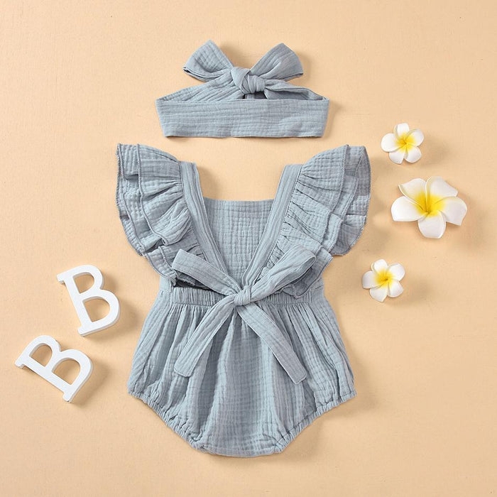 Baby Girl Solid Sleeveless Romper