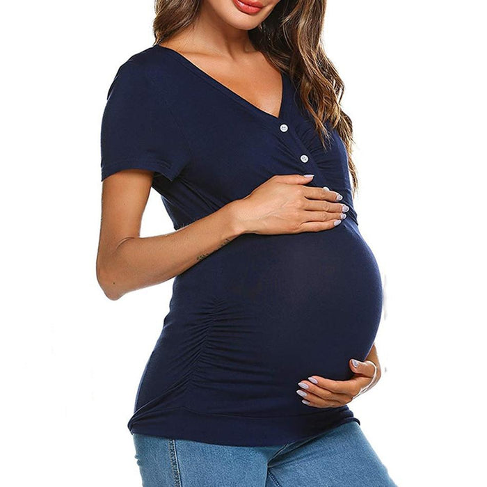 Casual effen zwangerschapstop met korte mouwen
