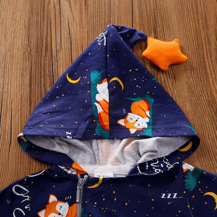 Stylish Fox Design Long-sleeve Hooded Jumpsuit for Baby