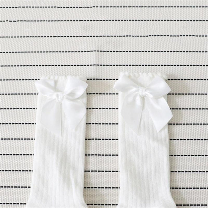 Sweet Solid Bow Decor Socks for Baby and Toddler Girl