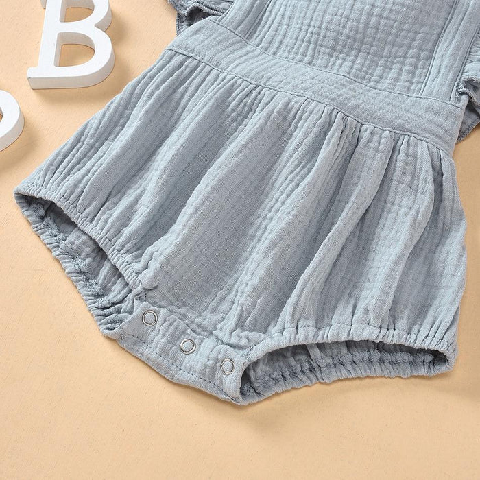 Baby Girl Solid Sleeveless Romper