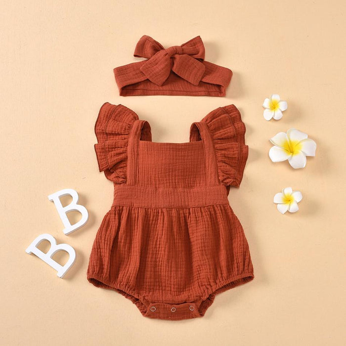 Baby Girl Solid Sleeveless Romper