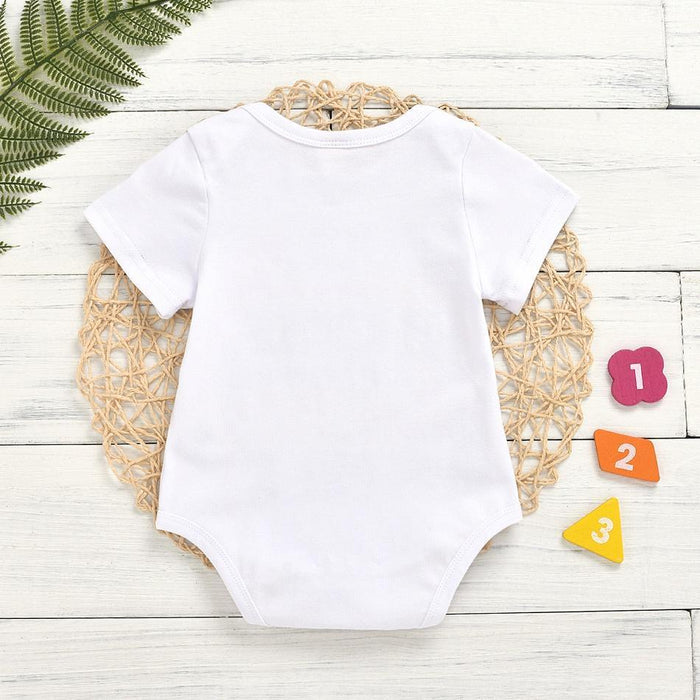Mameluco de manga corta con estampado de letras para bebé niño / niña