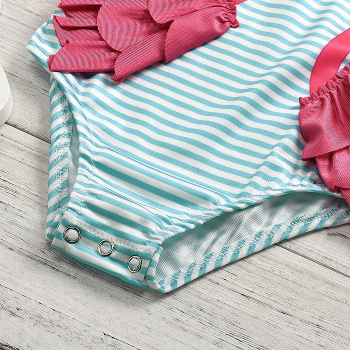 Baby / Toddler Girl Stylish Flamingo Decor Striped Swimwear