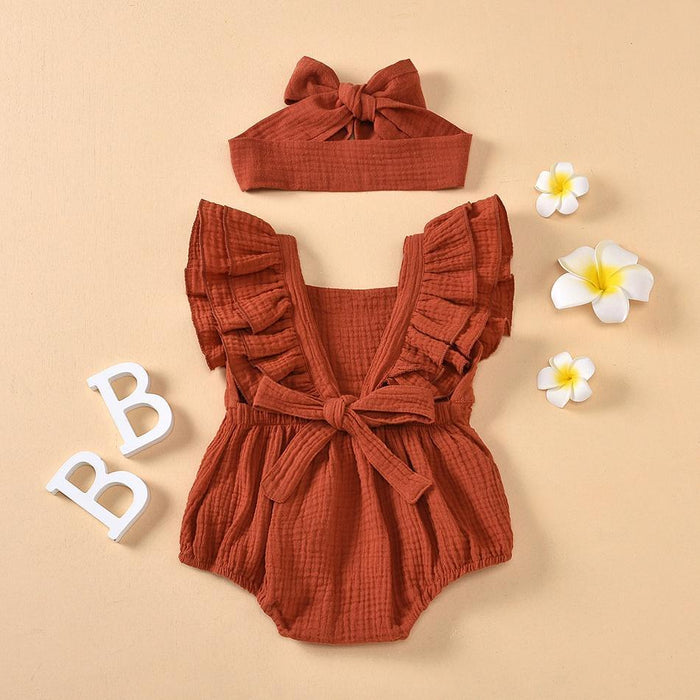 Baby Girl Solid Sleeveless Romper